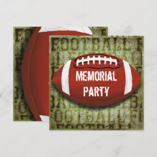 Football Memorial Party Vintage Green Grunge Invitation