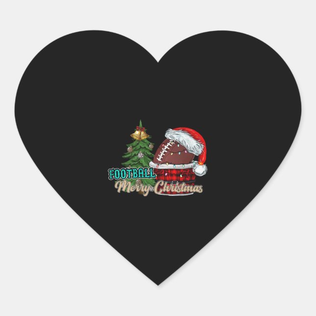 Football Merry Christmas Heart Sticker (Front)