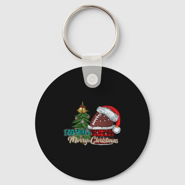 Football Merry Christmas Key Ring (Front)