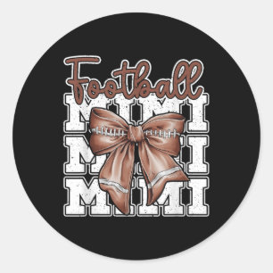 Football Mimi Coquette Bow Sport Grandma Mothers D Classic Round Sticker