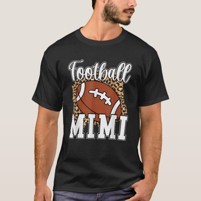 Football Mimi Leopard Grandma Mimi Of A Football P T-Shirt (Front)