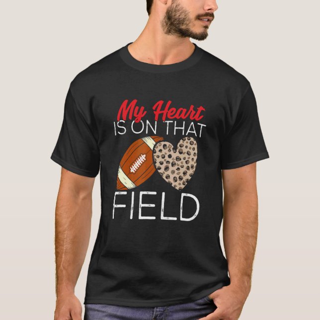 Football Mom Football Player Leopard Pattern Footb T-Shirt (Front)