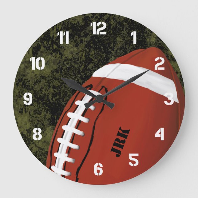 Football Monogram Large Clock (Front)