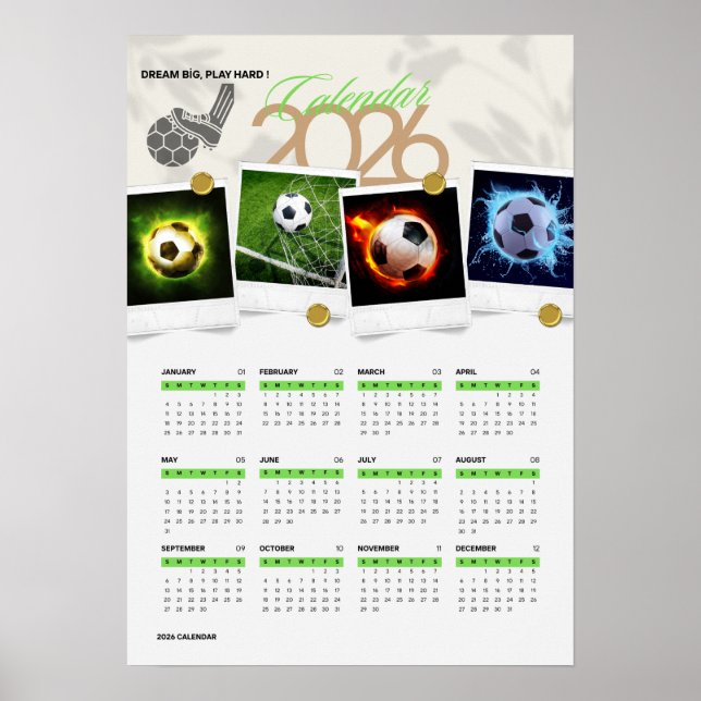  Football Motivation 2026 CALENDAR Poster (Front)