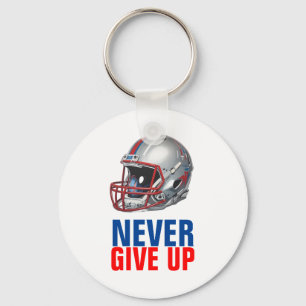 Football Motivational Never Give Up Key Ring