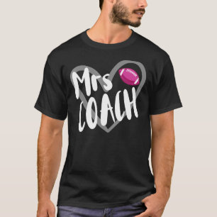 Football Mrs Coach Wife Heart T-Shirt