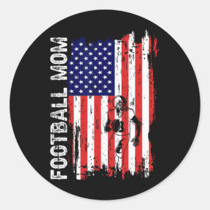 Football Mum American Flag Patriotic Mum 4th Of Ju Classic Round Sticker