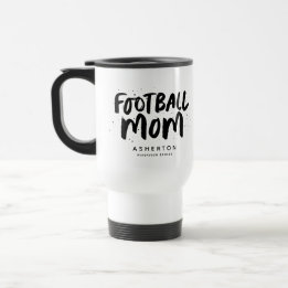Football mum black and white personalised photo travel mug