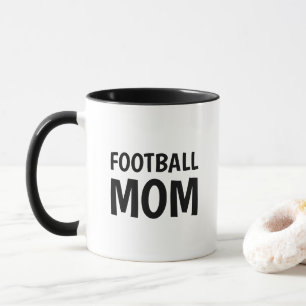 Football Mum, black white Two-Tone Coffee Mug
