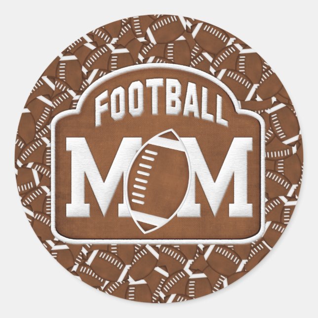 Football Mum Classic Round Sticker (Front)