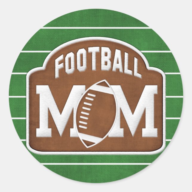 Football Mum Classic Round Sticker (Front)