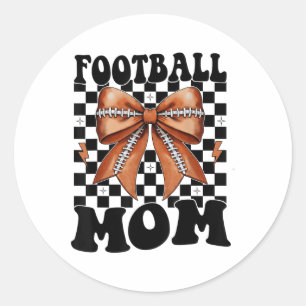 Football Mum Coquette Football Bow Mother Day For Classic Round Sticker