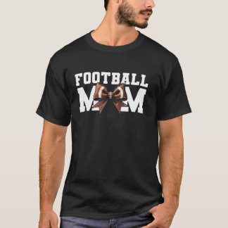 Football Mum Cute Coquette Bow Football Mama Women T-Shirt