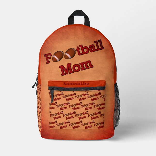 Football Mum Cute Personalised  Printed Backpack (Front)