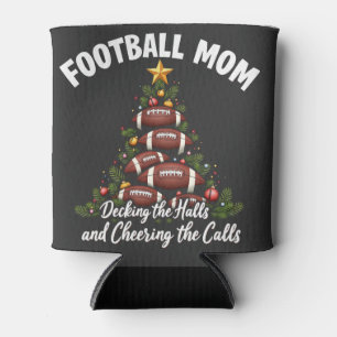 Football Mum Decking The Halls Christmas Football Can Cooler
