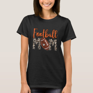 Football Mum Football Leopard Orange With Heart T-Shirt