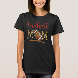 Football Mum Funny Leopard Football T-Shirt