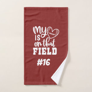 Football Mum Rally Towel My Heart is On That Field
