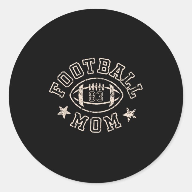 Football Mum Senior 2025 Game Day Team Srts Number Classic Round Sticker (Front)