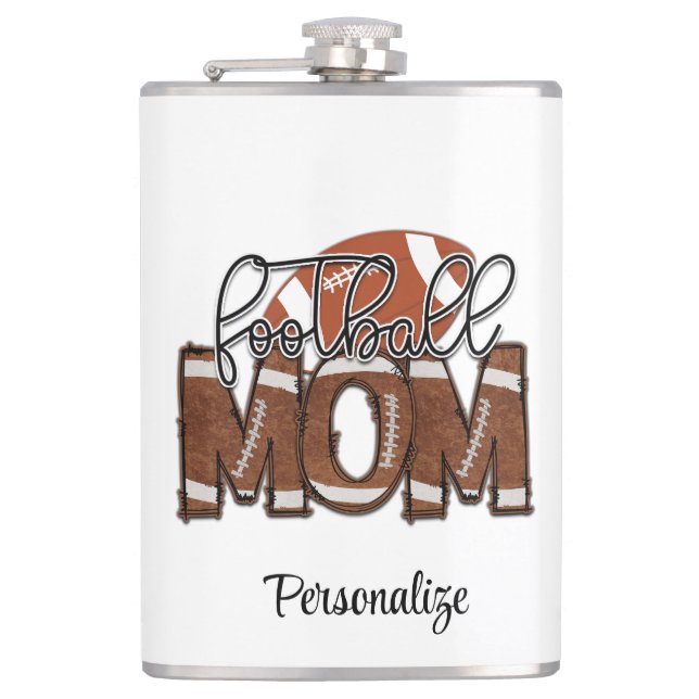 Football Mum Sports Fan Team Game Personalised Hip Flask (Front)