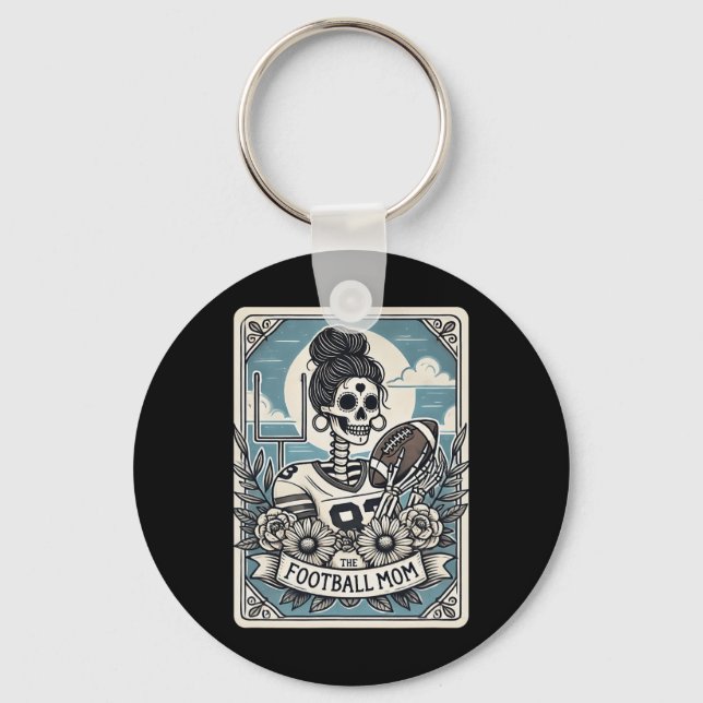 Football Mum Tarot Card Skeleton Football Mama Mot Key Ring (Front)