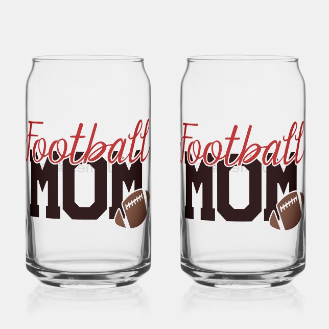 FootBall Mum with kids # on back Can Glass (Front)