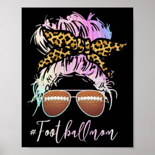 Football Mum With Leopard Print And Messy Bun