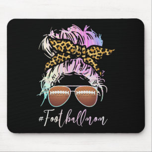 Football Mum With Leopard Print And Messy Bun Mouse Mat