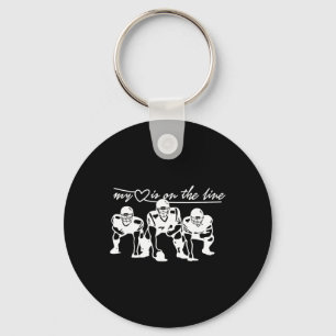 Football My Heart Is On The Line Offensive Lineman Key Ring