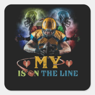 Football My Heart Is On The Line Offensive Lineman Square Sticker