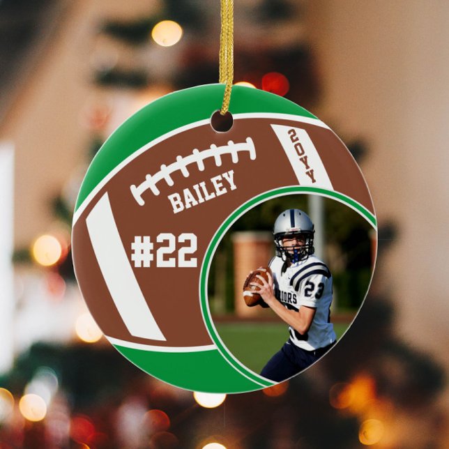 Football Name Jersey Number Photo Keepsake Ceramic Tree Decoration (Creator Uploaded)
