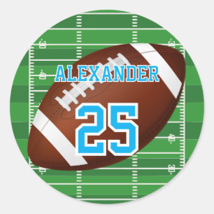 Football   Name & Number Classic Round Sticker