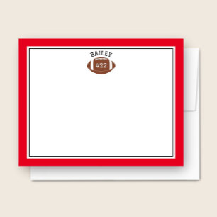 Football Name & Number Green Red Stationery Card