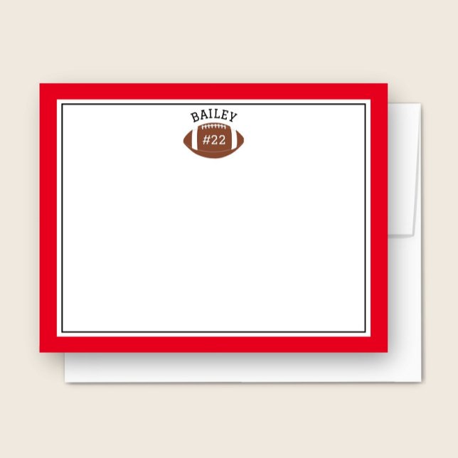 Football Name & Number Green Red Stationery Card (Creator Uploaded)