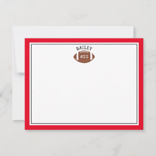 Football Name & Number Green Red Stationery Card