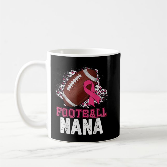 Football Nana Pink Ribbon Breast Cancer Awareness  Coffee Mug (Left)