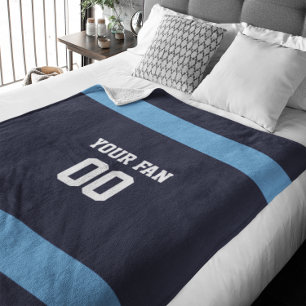 Football Navy, Blue & White Personalised Fleece Blanket