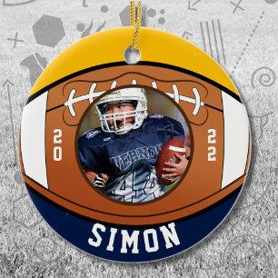 Football Navy Gold Team Colours Ceramic Tree Decoration