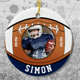 Football Navy White Team Colours Ceramic Tree Decoration