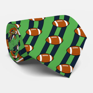 Football Necktie Green And Blue Stripes
