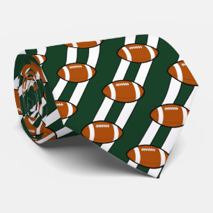 Football Necktie Green And White Stripes
