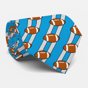 Football Necktie Light Blue Grey Stripes