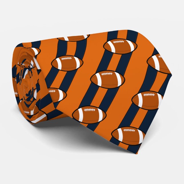Football Necktie Orange and  Black Stripes (Rolled)