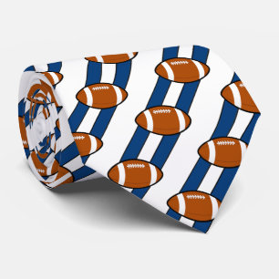 Football Necktie White and Blue Stripes