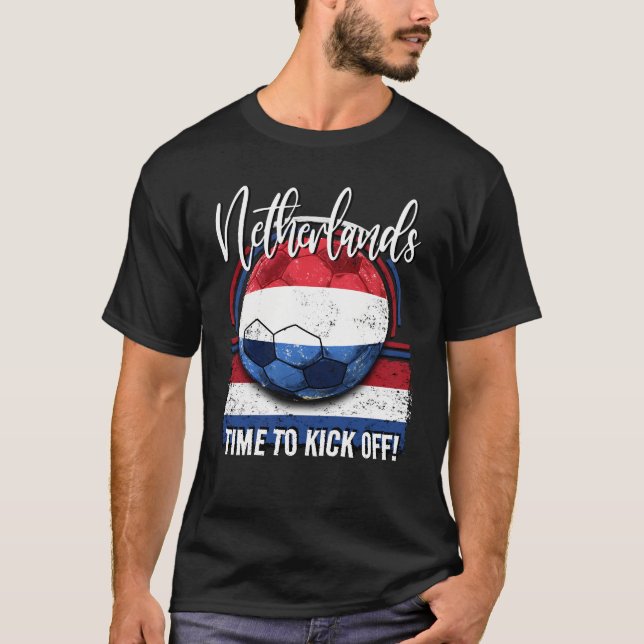 Football Netherlands Flag,  Retro Soccer T-Shirt (Front)