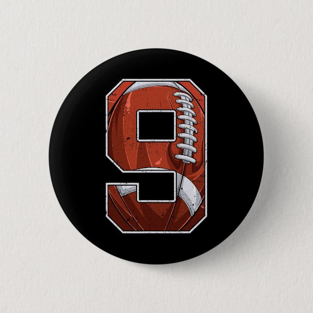 Football Ninth 9th Birthday Boy Nine 9 Years Old B 6 Cm Round Badge (Front)