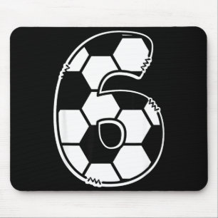 Football Number 6 Kids Birthday Soccer Maths Day Mouse Mat