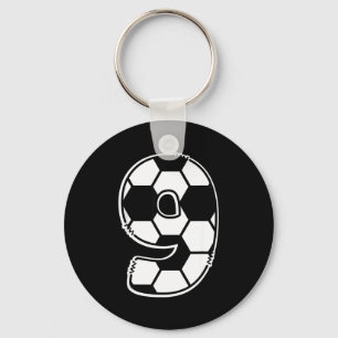 Football Number 9 Kids Birthday Soccer Maths Day Key Ring