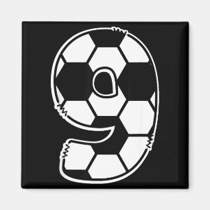Football Number 9 Kids Birthday Soccer Maths Day Magnet
