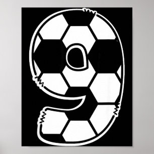 Football Number 9 Kids Birthday Soccer Maths Day Poster